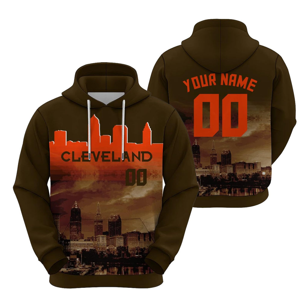 Custom Sports Pullover Sweatshirt City Cleveland Night Fashion Football Hoodie