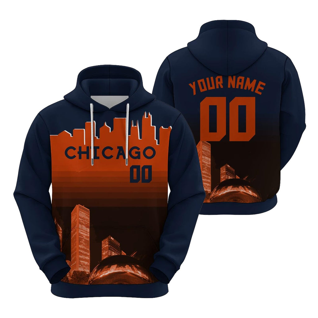 Custom Sports Pullover Sweatshirt City Chicago Night Fashion Football Hoodie