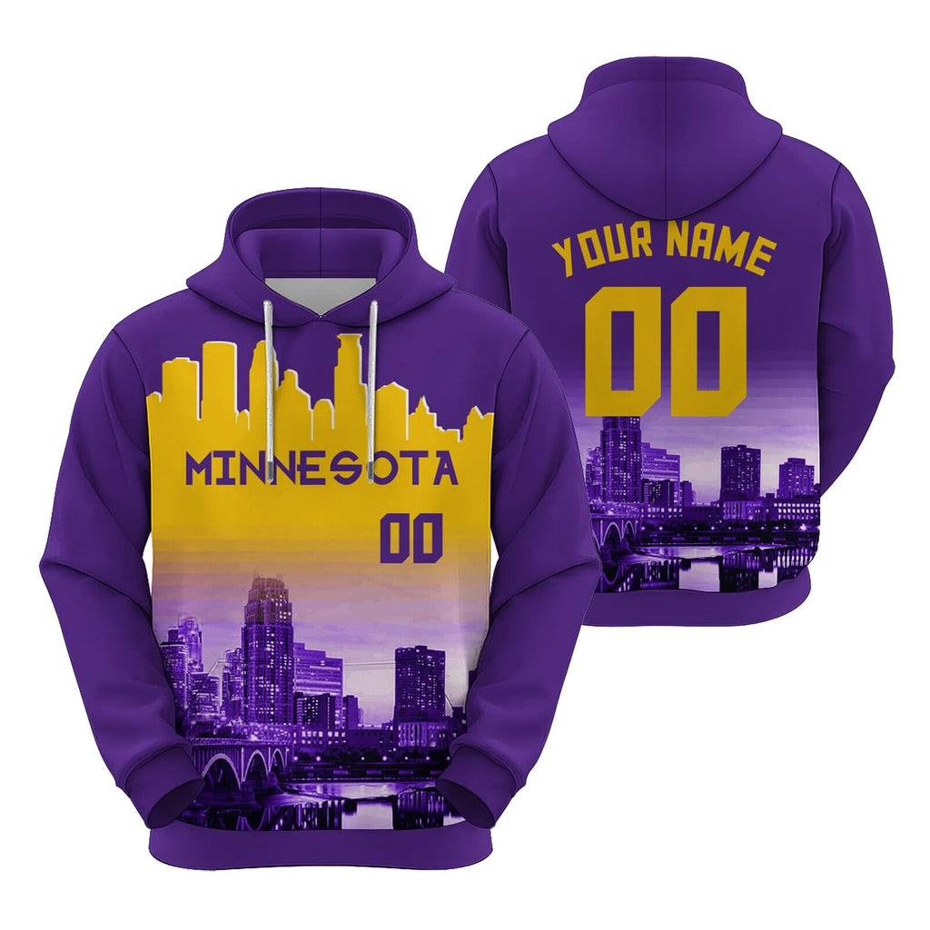 Custom Sports Pullover Sweatshirt City Minnesota Night Fashion Football Hoodie