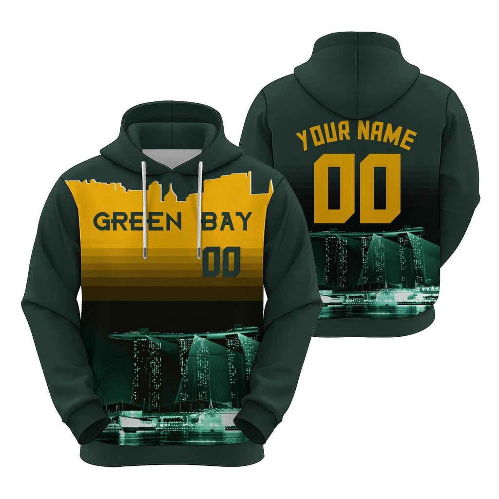 Custom Sports Pullover Sweatshirt City Green Bay Night Fashion Football Hoodie