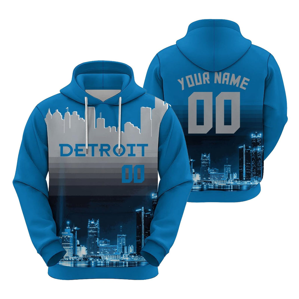 Custom Sports Pullover Sweatshirt City Detroit Night Fashion Football Hoodie