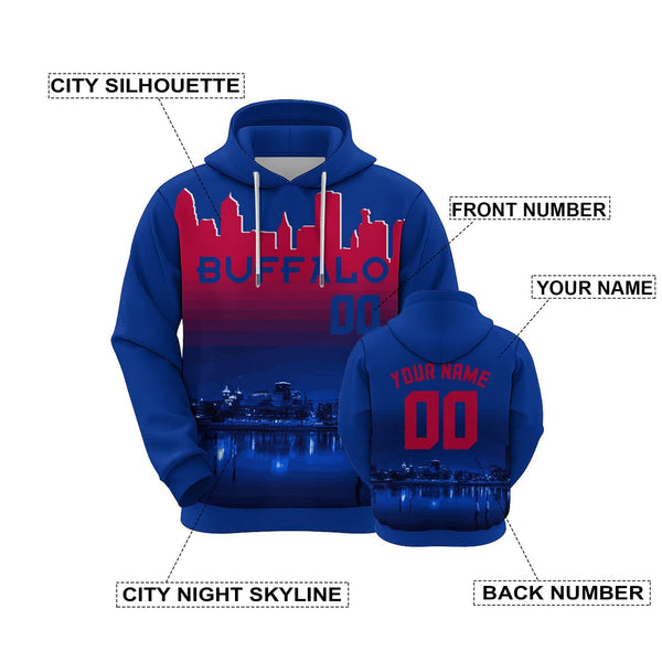 Custom Sports Pullover Sweatshirt City Buffalo Night Fashion Football Hoodie