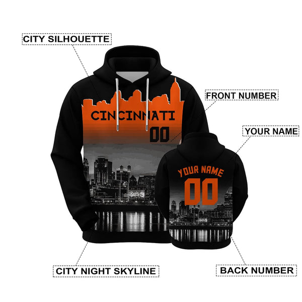 Custom Sports Pullover Sweatshirt City Cincinnati Night Fashion Football Hoodie