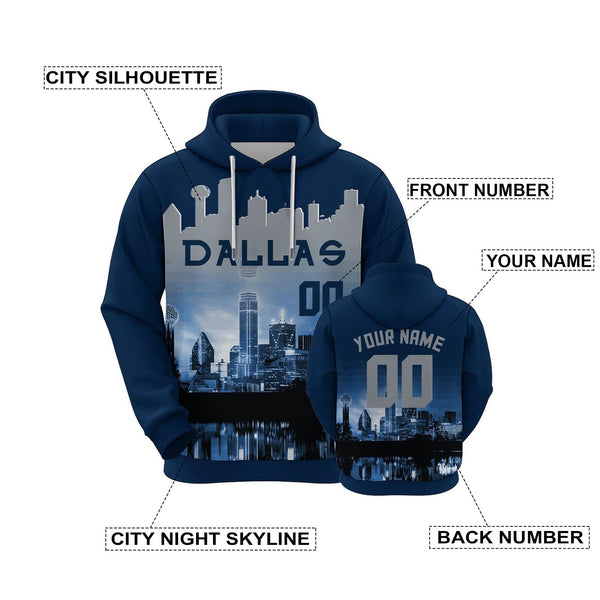 Custom Sports Pullover Sweatshirt City Dallas Night Fashion Football Hoodie