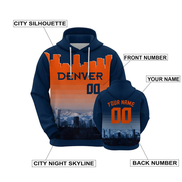 Custom Sports Pullover Sweatshirt City Denver Night Fashion Football Hoodie