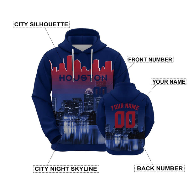 Custom Sports Pullover Sweatshirt City Houston Night Fashion Football Hoodie