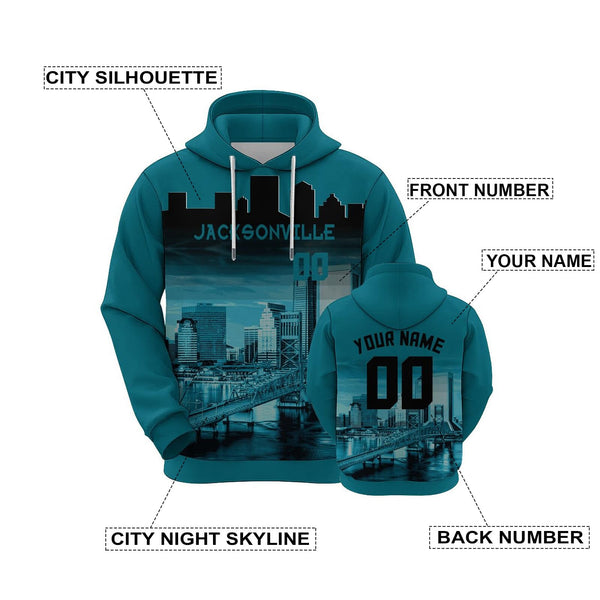 Custom Sports Pullover Sweatshirt City Jacksonville Night Fashion Football Hoodie