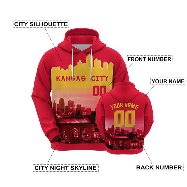 Custom Sports Pullover Sweatshirt City Kansas Night Fashion Football Hoodie