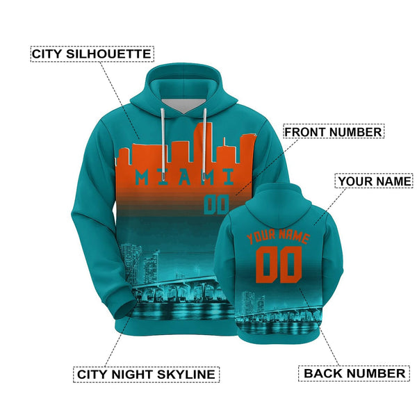 Custom Sports Pullover Sweatshirt City Miami Night Fashion Football Hoodie