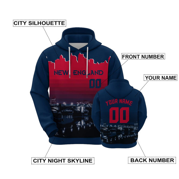 Custom Sports Pullover Sweatshirt City New England Night Fashion Football Hoodie