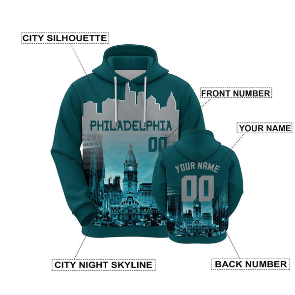 Custom Sports Pullover Sweatshirt City Philadelphia Night Fashion Football Hoodie