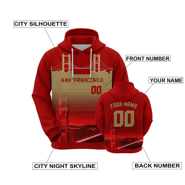 Custom Sports Pullover Sweatshirt City San Francisco Night Fashion Football Hoodie