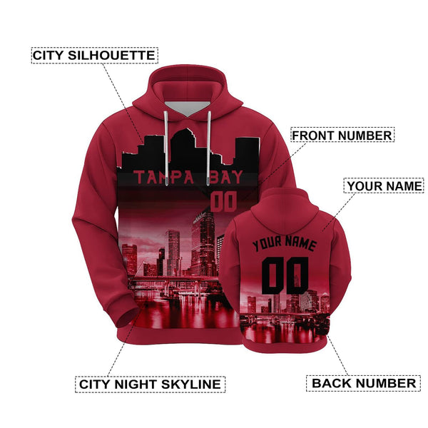 Custom Sports Pullover Sweatshirt City Tampa Bay Night Fashion Football Hoodie