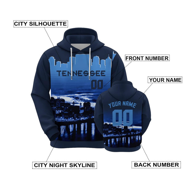 Custom Sports Pullover Sweatshirt City Tennessee Night Fashion Football Hoodie