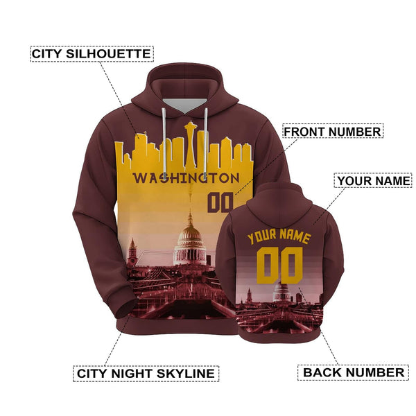 Custom Sports Pullover Sweatshirt City Washionton Night Fashion Football Hoodie