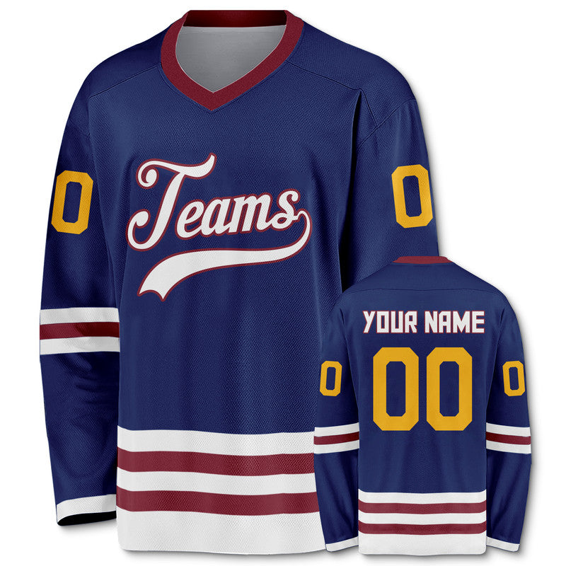 Custom Royal White-Crimson Authentic Hockey Jersey1