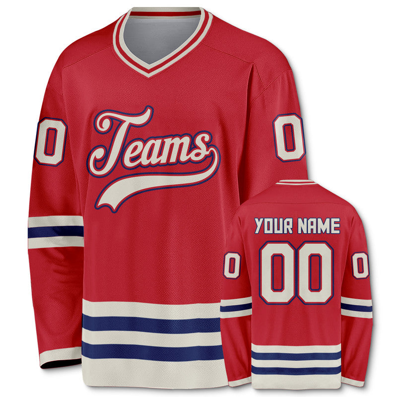 Custom Red Beige-Royal Authentic Hockey Jersey1