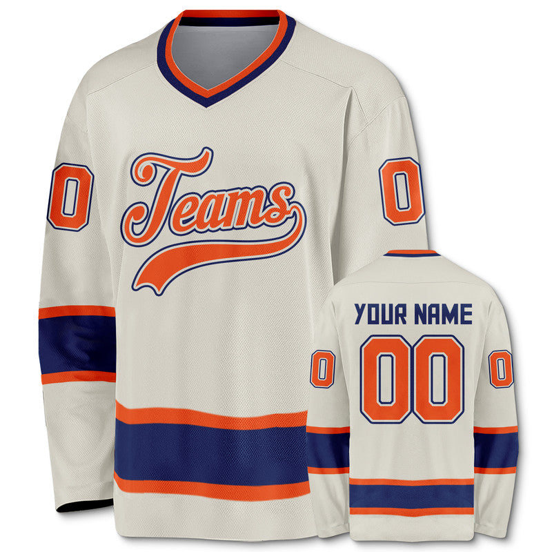 Custom Cream Orange-Royal Authentic Hockey Jersey