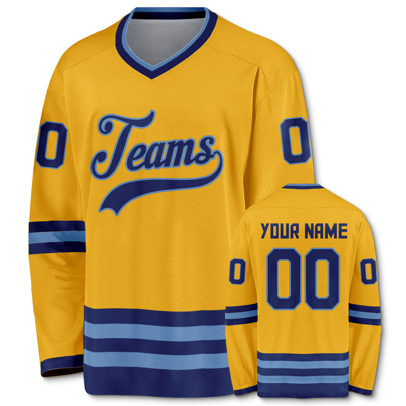 Custom Gold Royal-Powder Blue Authentic Hockey Jersey