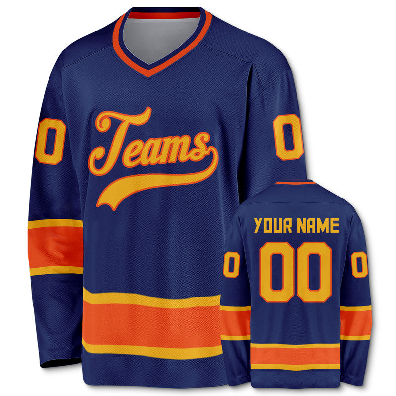 Custom Royal Gold-Orange Authentic Hockey Jersey