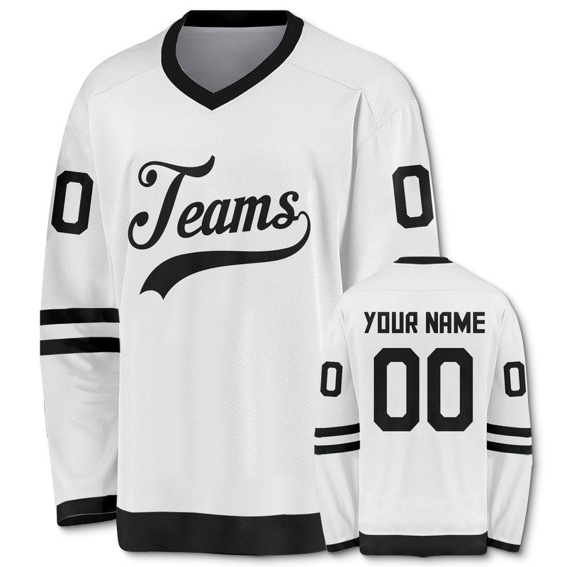 Custom White Black Authentic Hockey Jersey