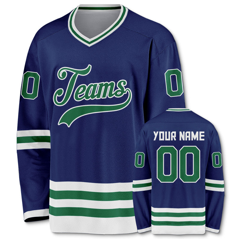 Custom Royal Green-White Authentic Hockey Jersey