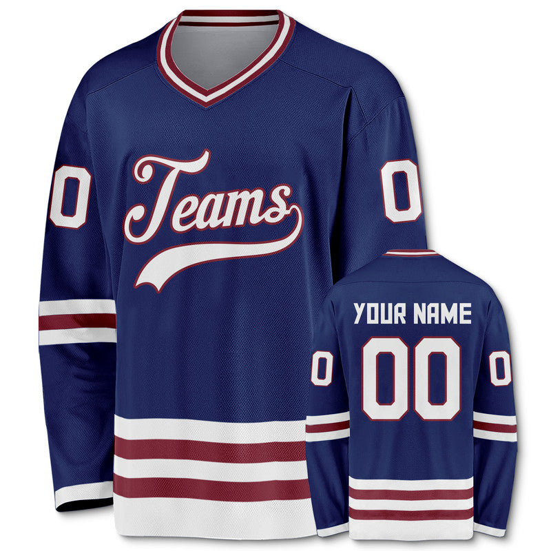 Custom Royal White-Crimson Authentic Hockey Jersey