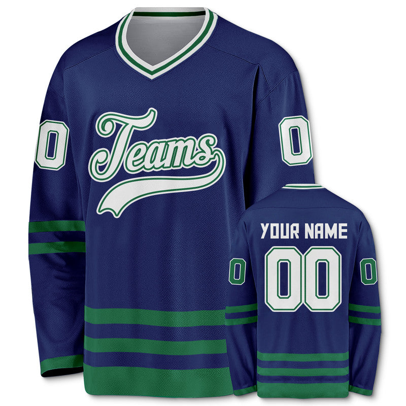 Custom Royal White-Kelly Green Authentic Hockey Jersey