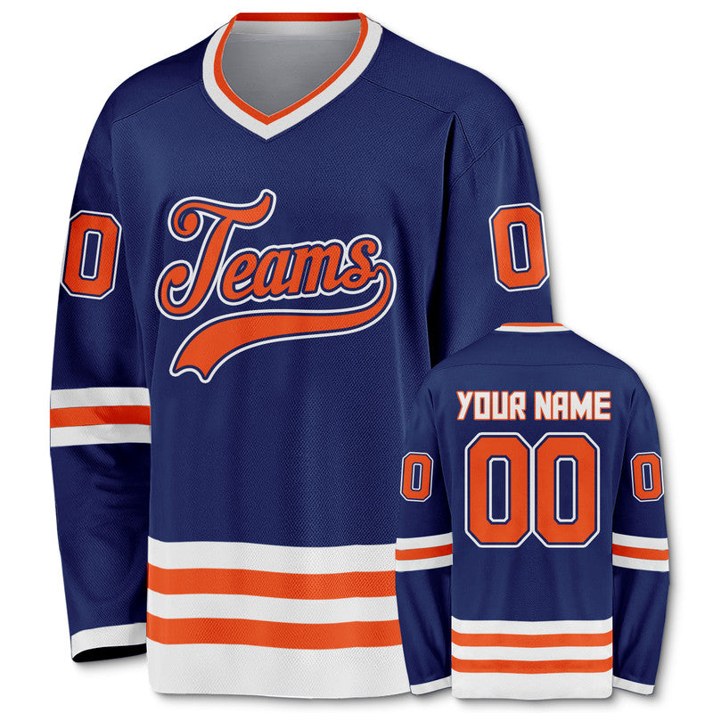 Custom Royal Orange-White Authentic Hockey Jersey