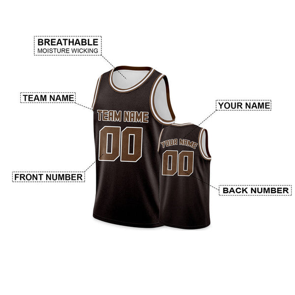 Custom Brown Coffee Round Neck Rib-Knit Basketball Jersey