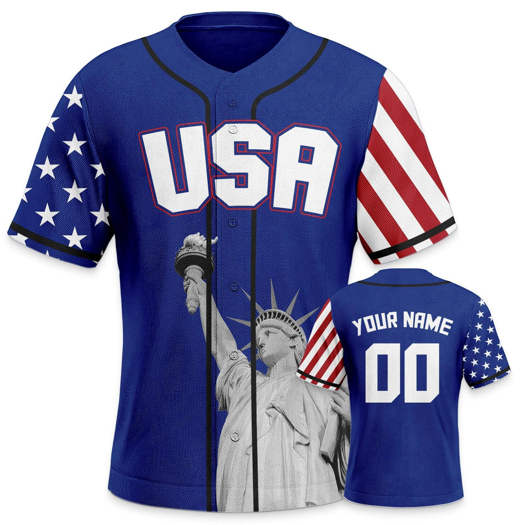 Blue Statue of Liberty Baseball Uniform