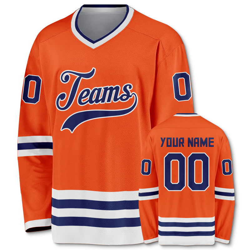 Custom Orange Royal-White Authentic Hockey Jersey