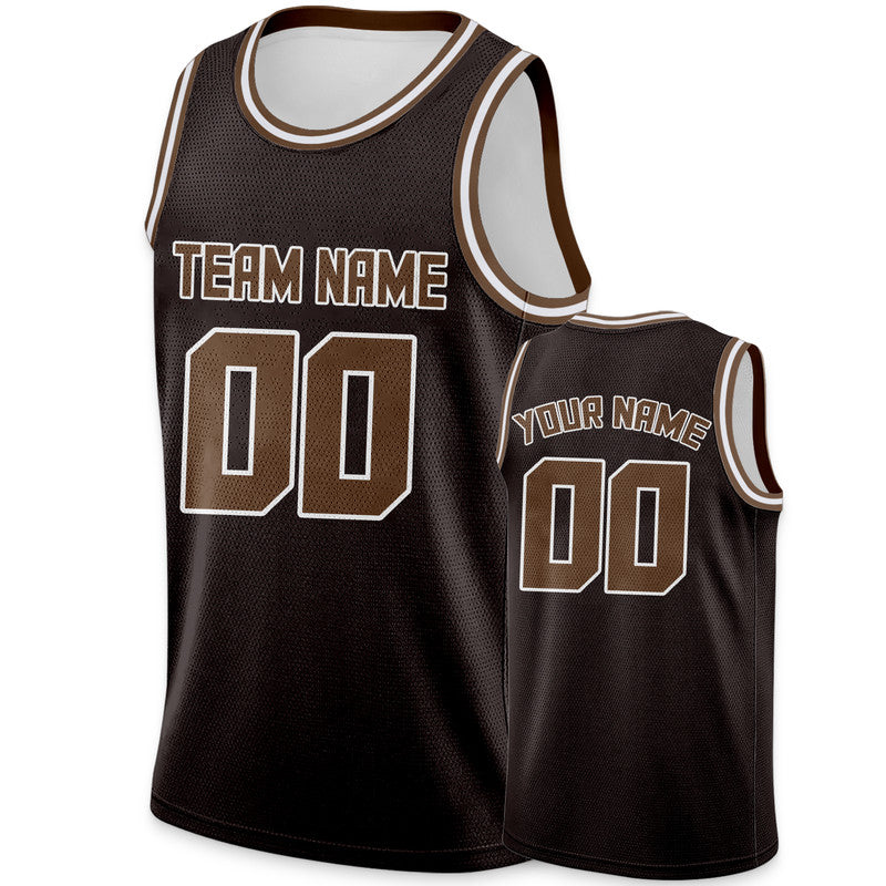 Custom Brown Coffee Round Neck Rib-Knit Basketball Jersey