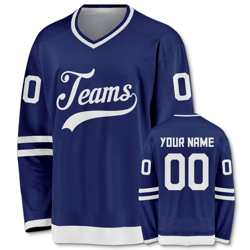 Custom Royal White Authentic Hockey Jersey