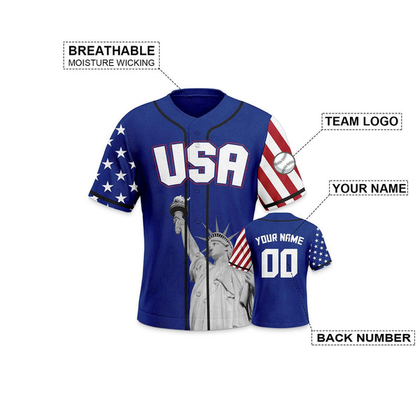 Blue Statue of Liberty Baseball Uniform