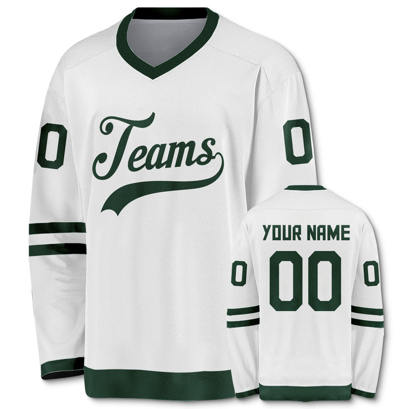 Custom White Kelly Green Authentic Hockey Jersey