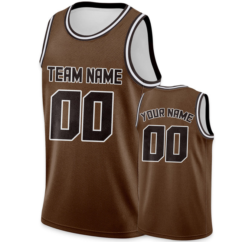 Custom Brown Coffee Round Neck Rib-Knit Basketball Jersey1