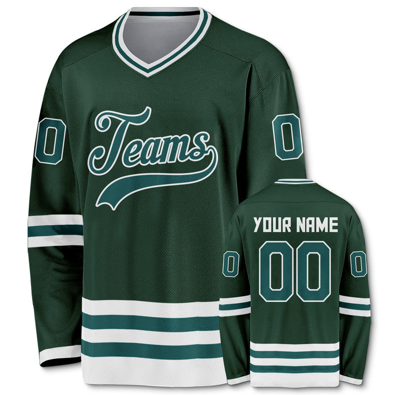 Custom Green Kelly Green-White Authentic Hockey Jersey