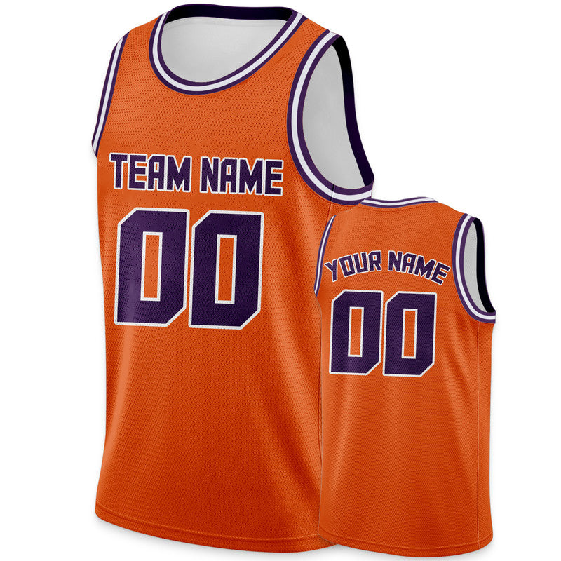 Custom Orange Purple-White Round Neck Rib-Knit Basketball Jersey