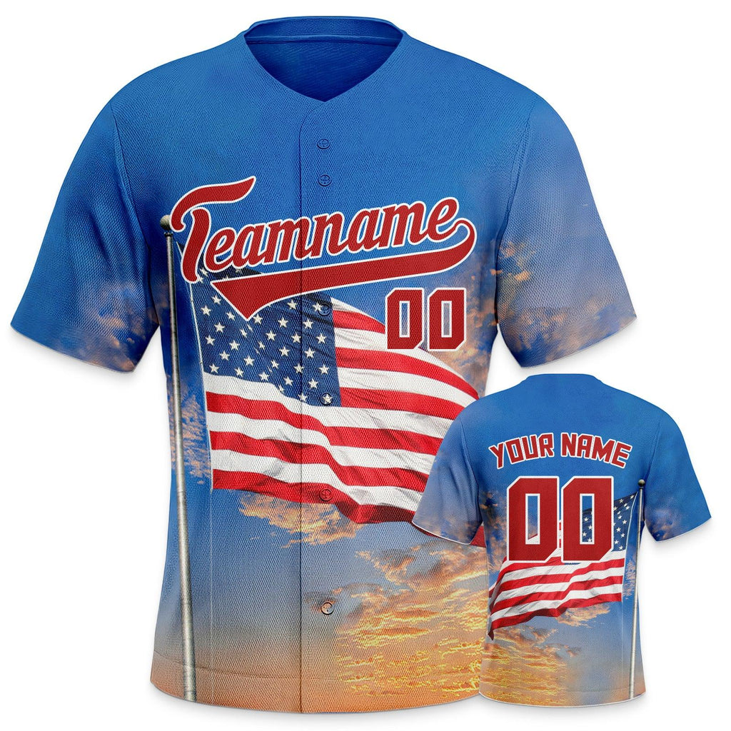 Custom 3D American Flag Fashion Authentic Baseball Jersey