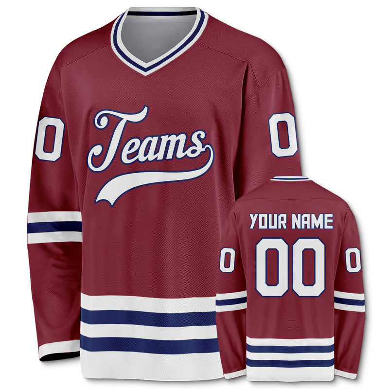 Custom Crimson White-Royal Authentic Hockey Jersey