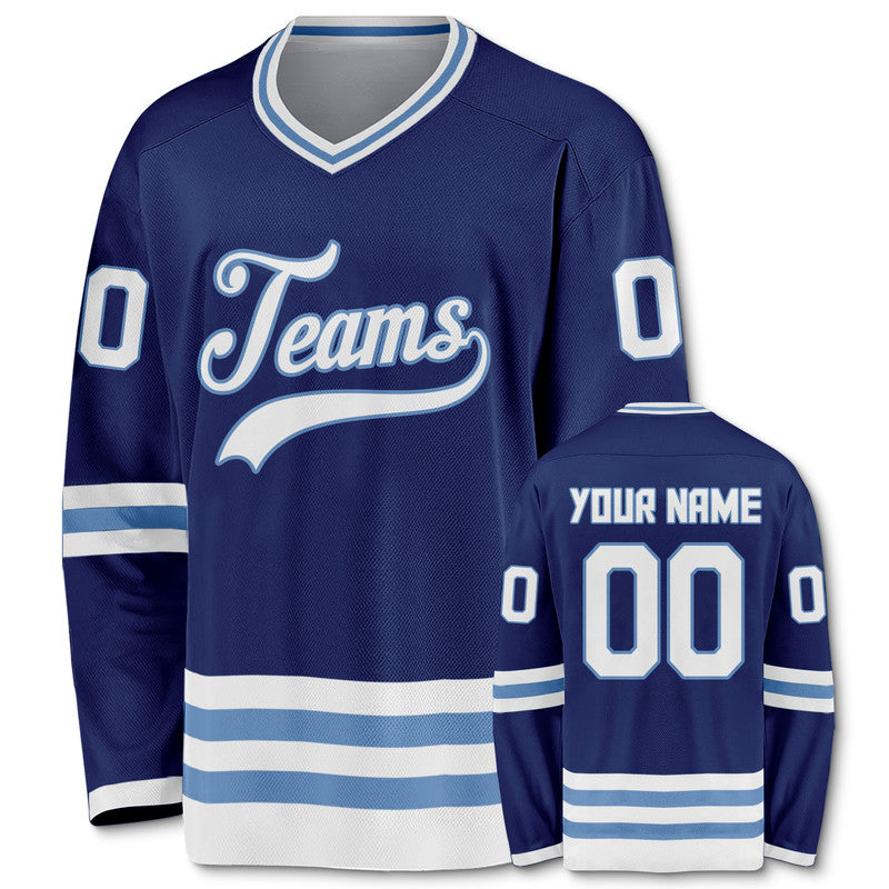 Custom Royal White-Light Blue Authentic Hockey Jersey