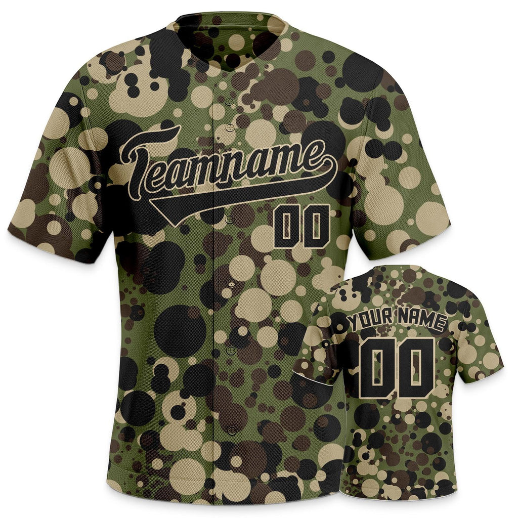 Custom Camo Black-Cream Authentic Salute To Service Baseball Jersey-3