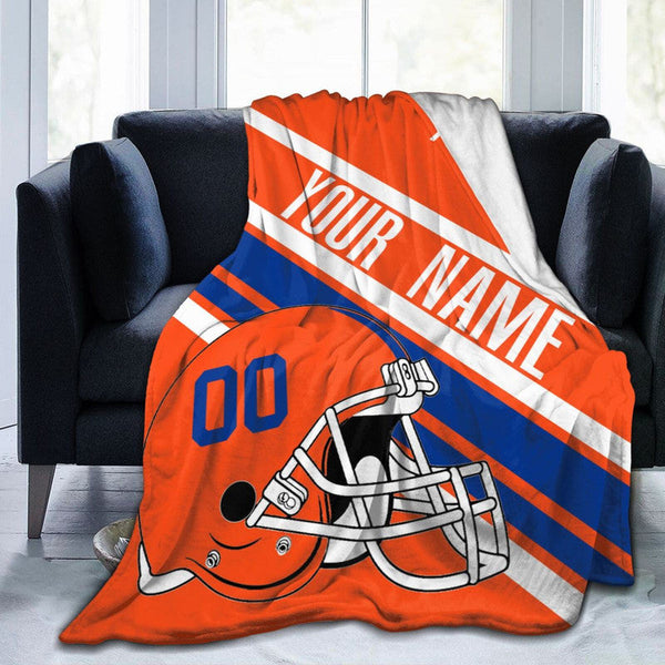 Custom Football Florida Fleece Throw Blanket With Name Number for Fans Gifts