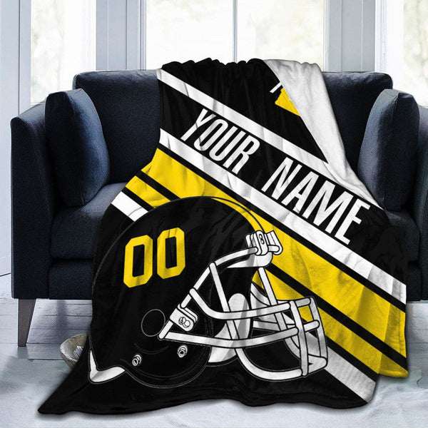 Custom Football Iowa Fleece Throw Blanket With Name Number for Fans Gifts