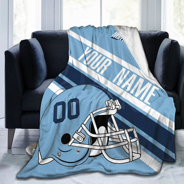 Custom Football North Carolina Fleece Throw Blanket With Name Number for Fans Gifts