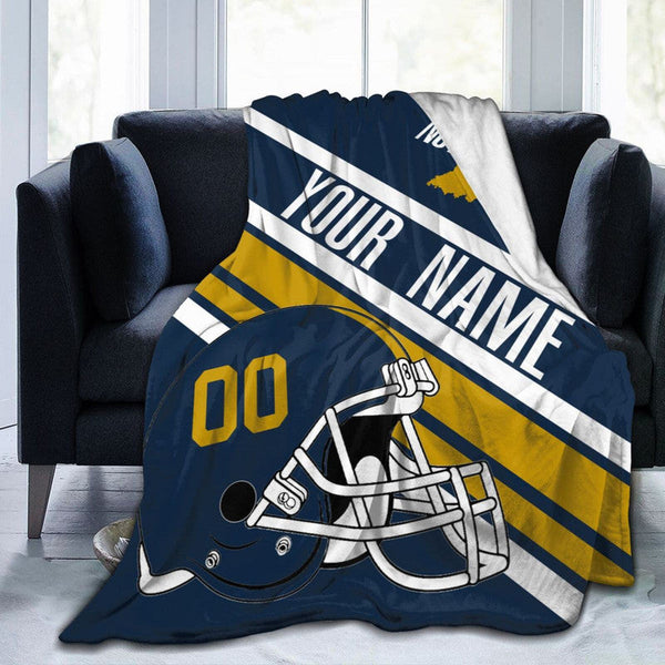 Custom Football Notre Dame Fleece Throw Blanket With Name Number for Fans Gifts