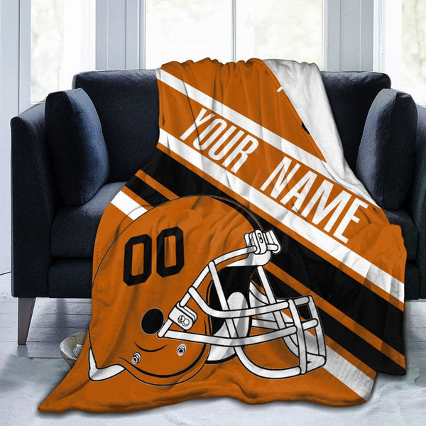 Custom Football Texas Fleece Throw Blanket With Name Number for Fans Gifts