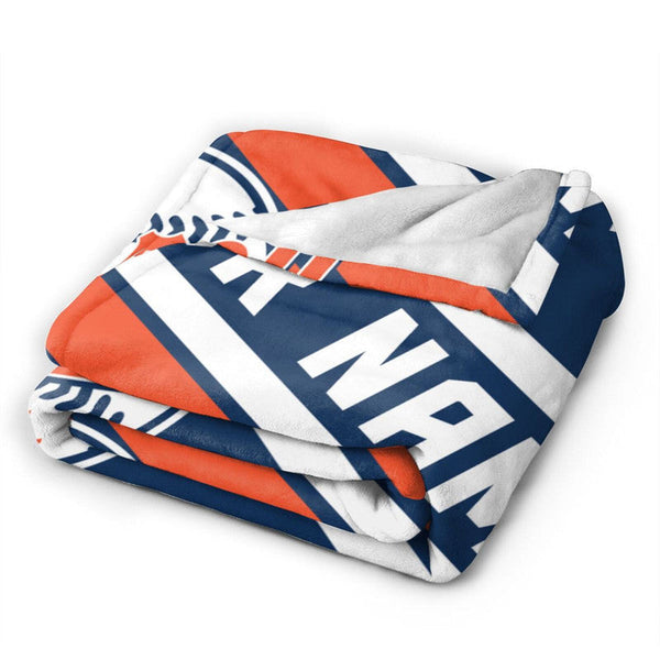 Custom Baseball Detroit    Fleece Throw Blanket With Name Number for Fans Gifts