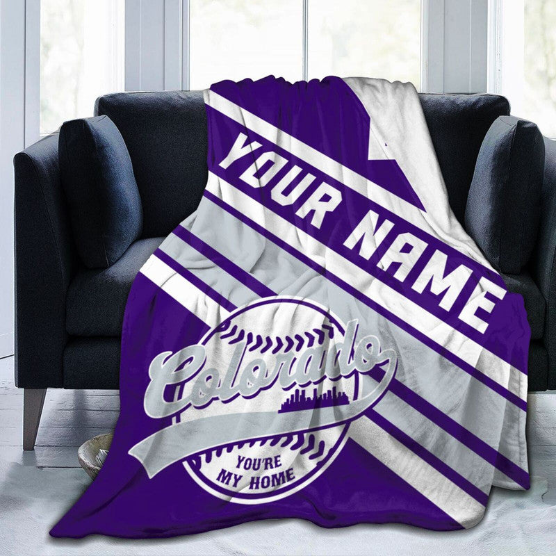 Custom Baseball Colorado  Fleece Throw Blanket With Name Number for Fans Gifts